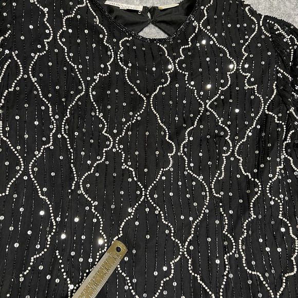 Silhouettes Dress Women's 20 ROARING 20s Sequins Beaded Flapper Girl Dress Black - Picture 10 of 17